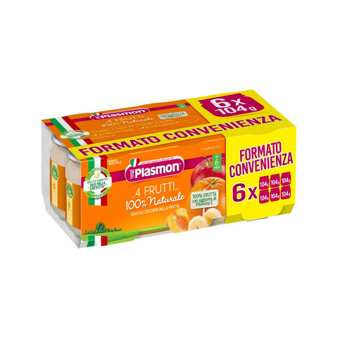 PLASMON OMOGENEIZZATO 4 FRUTTI 6 X 104 G