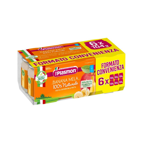 PLASMON OMOGENEIZZATO BANANA/MELA 6 X 104 G